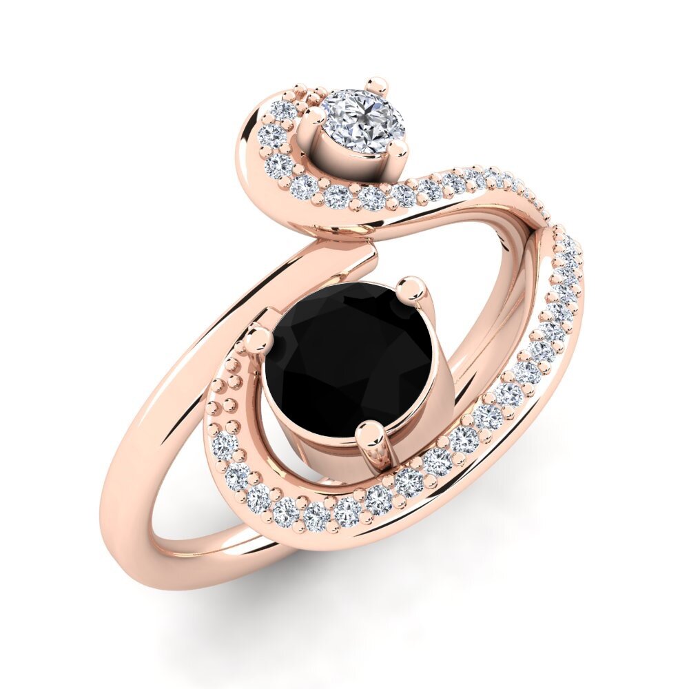 Oro Rosso 585 Diamante Nero Anello Dorenda