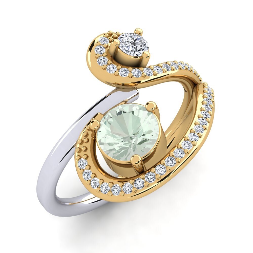 18ct Yellow & White Gold Green Amethyst Ring Dorenda