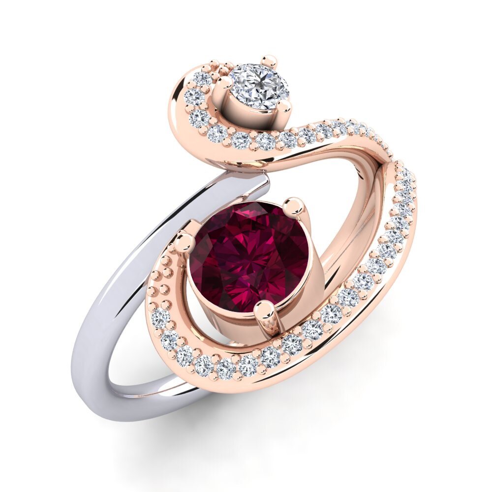 9ct Rose & White Gold Rhodolite Garnet Ring Dorenda
