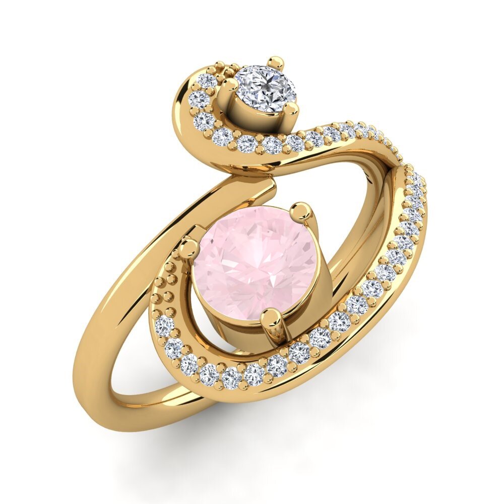 14ct Yellow Gold Rose Quartz Ring Dorenda