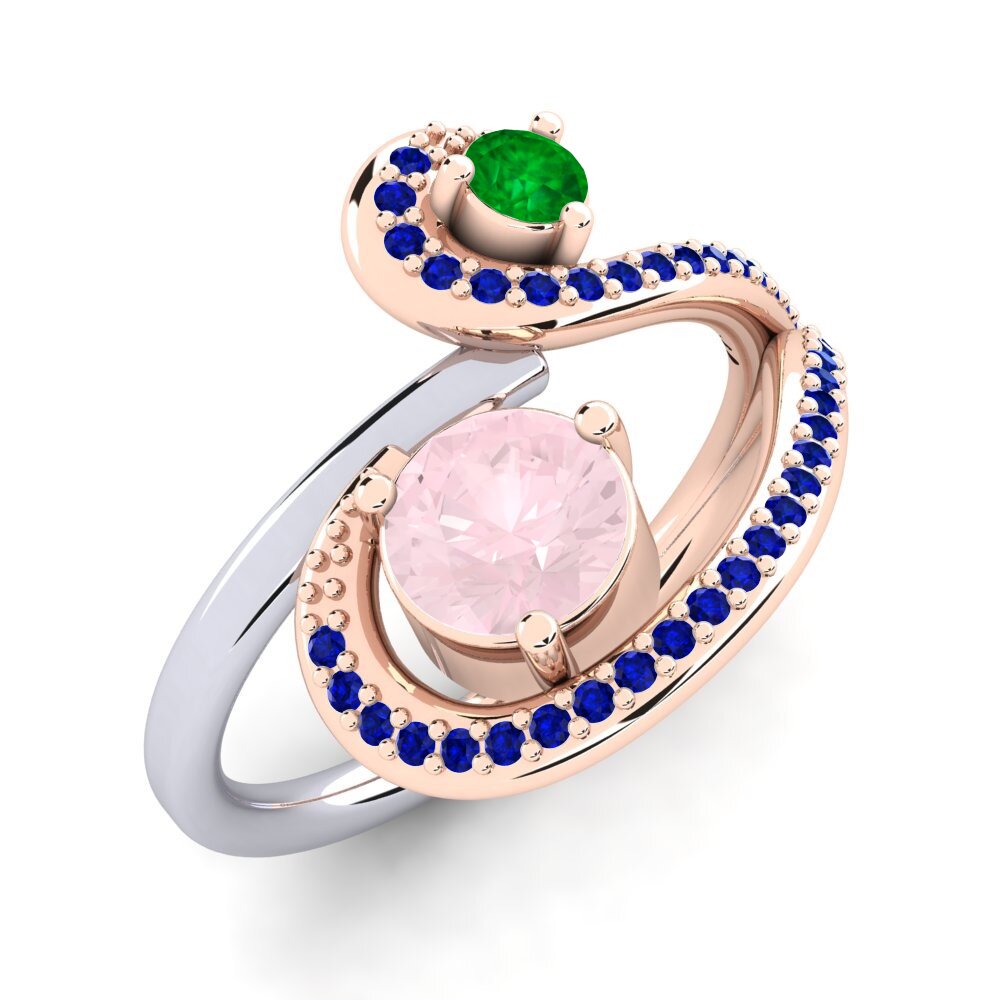 14K Rood & Wit Goud Rozenkwarts Ringen Dorenda