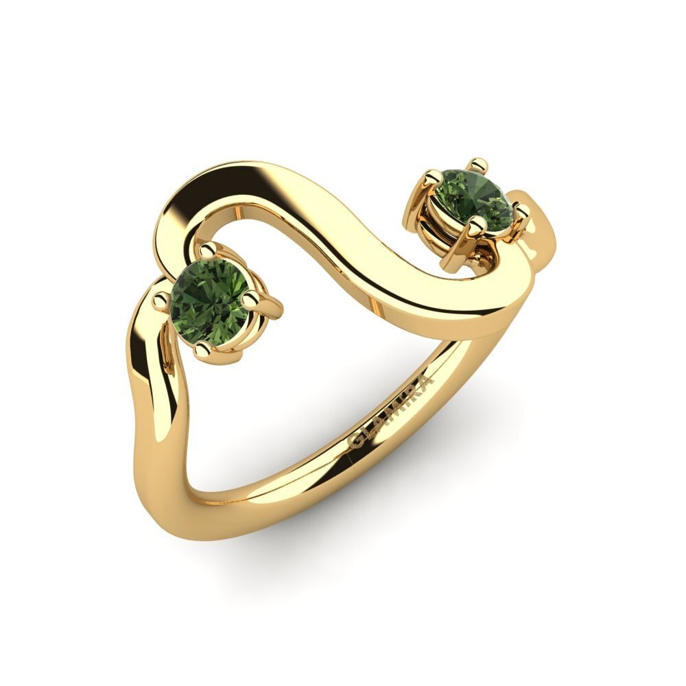 Or Jaune 14k Saphir vert Bague Dorilla