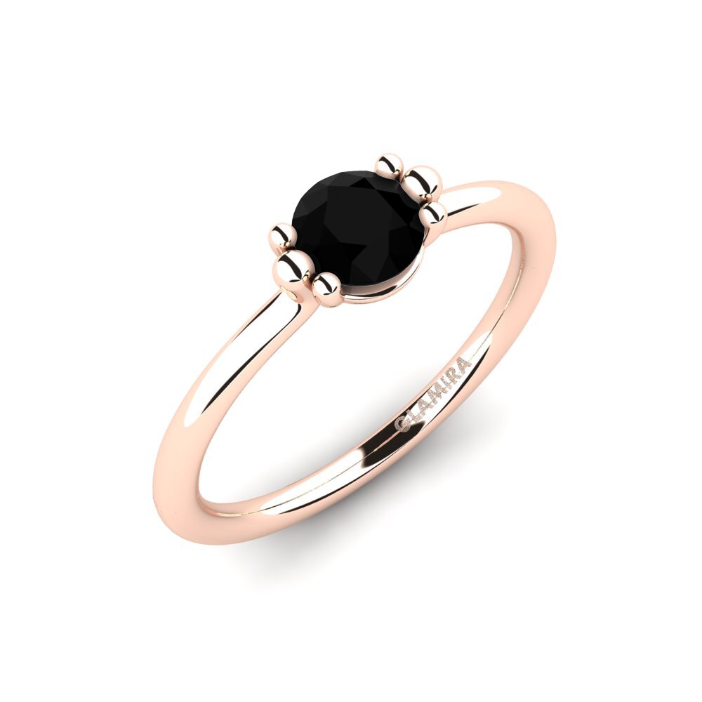 9k Rose Gold Black Onyx Women's Ring Dorotea 0.5 crt