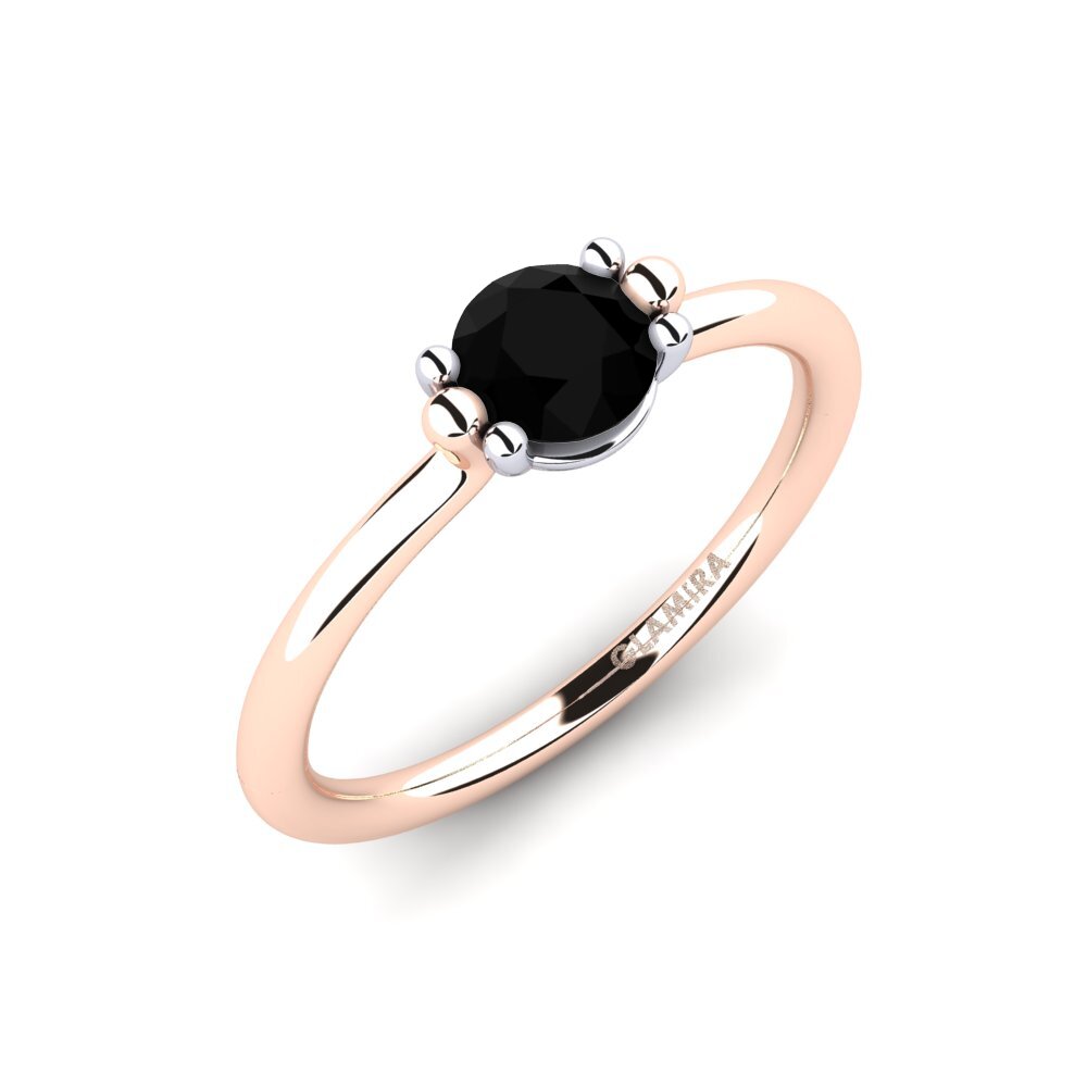 Or Rose & Blanc 585 Diamant Noir Bague pour femme Dorotea 0.5 crt