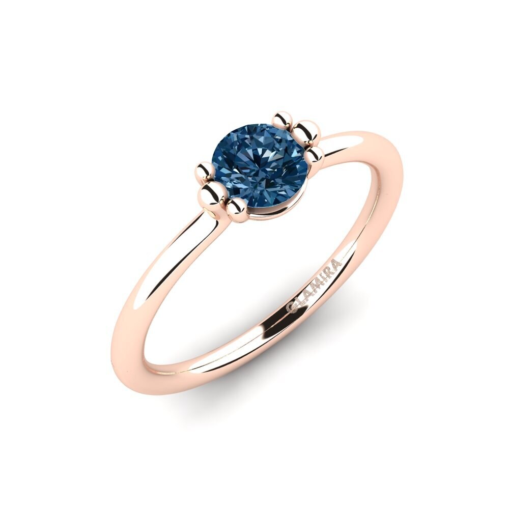 Rotgold 750 Blauer Diamant Damenring Dorotea 0.5 crt