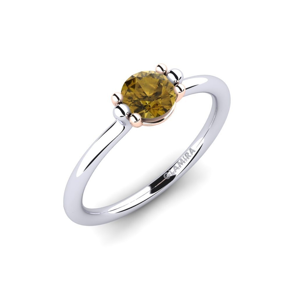 18K Wit & Rood Goud Bruine zirkoon Dames Ring Dorotea 0.5 crt