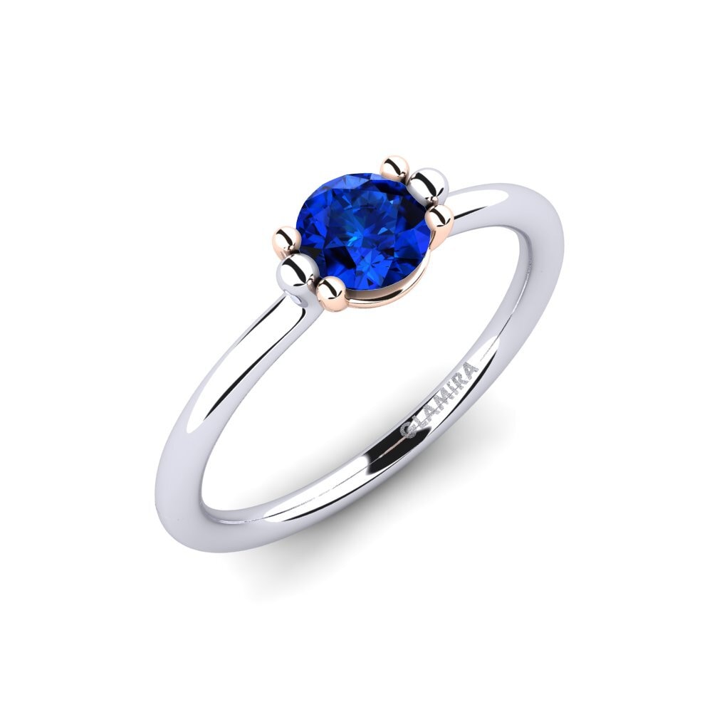 9K Wit & Rood Goud Saffier (Gecreëerd in het laboratorium) Dames Ring Dorotea 0.5 crt