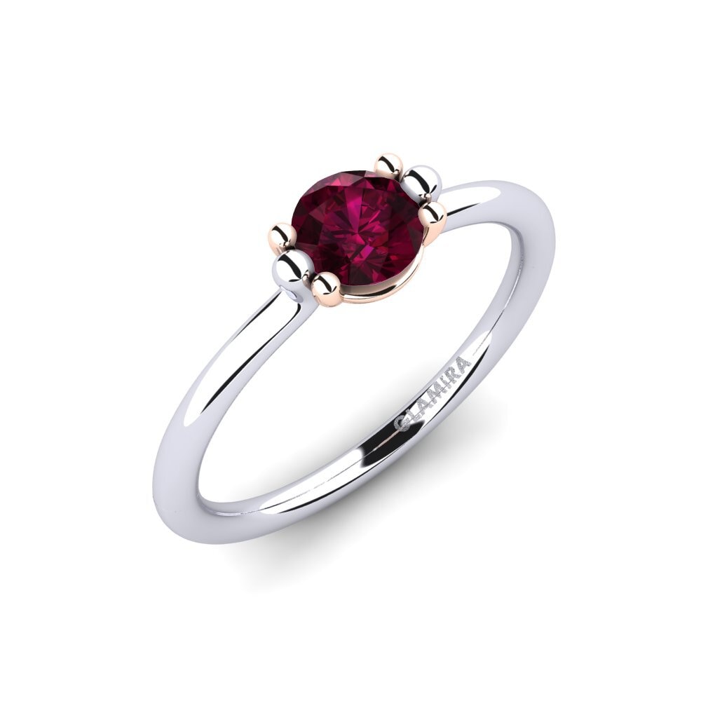 18K Wit & Rood Goud Rhodoliet Granaat Dames Ring Dorotea 0.5 crt