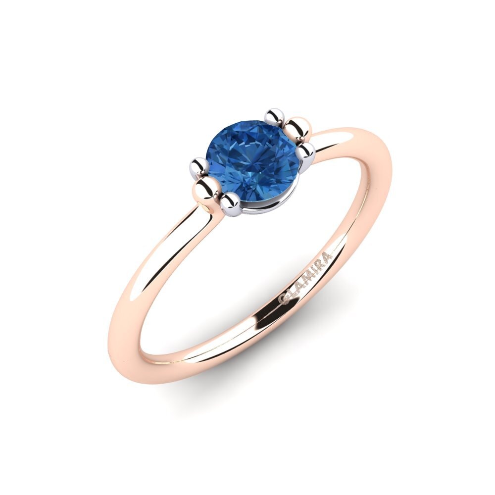 18K Rood & Wit Goud Donker Blauwe Zirkoon Dames Ring Dorotea 0.5 crt