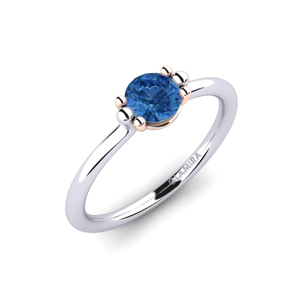 18K Wit & Rood Goud Donker Blauwe Zirkoon Dames Ring Dorotea 0.5 crt