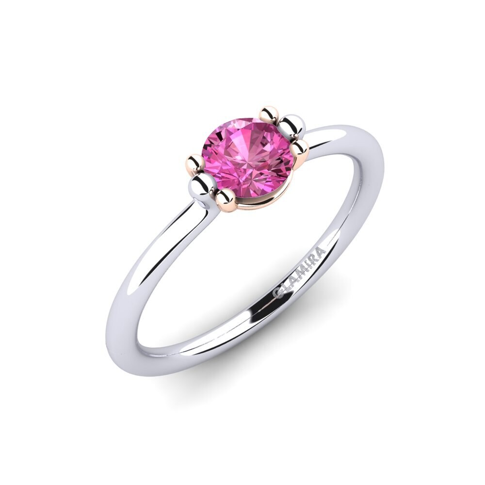 Oro Bianco & Rosso 375 Topazio Rosa Anello da donna Dorotea 0.5 crt