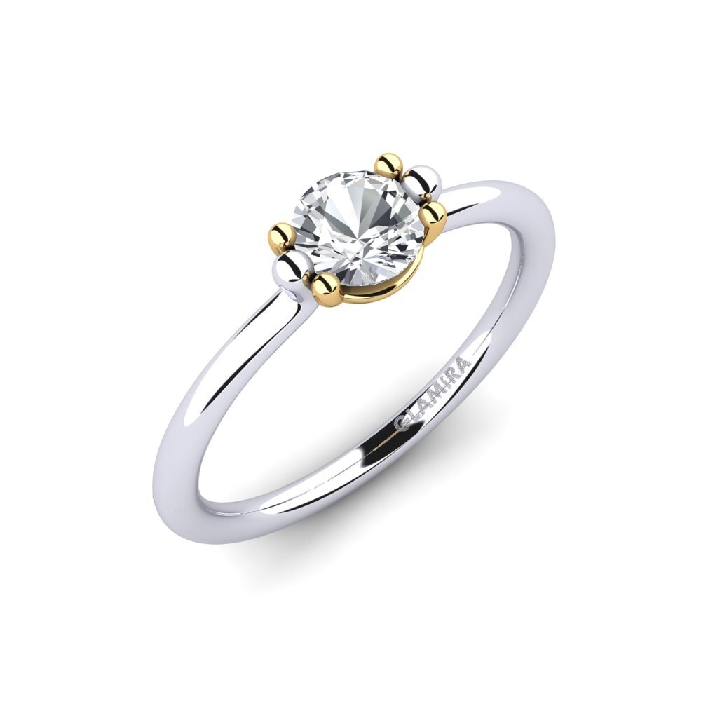 18k Oro Blanco & Amarillo Circón Blanco Anillo de Mujer Dorotea 0.5 crt