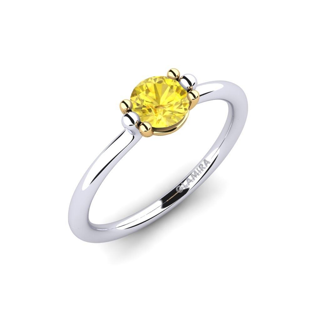 18K Wit & Geel Goud Gele Saffier Dames Ring Dorotea 0.5 crt