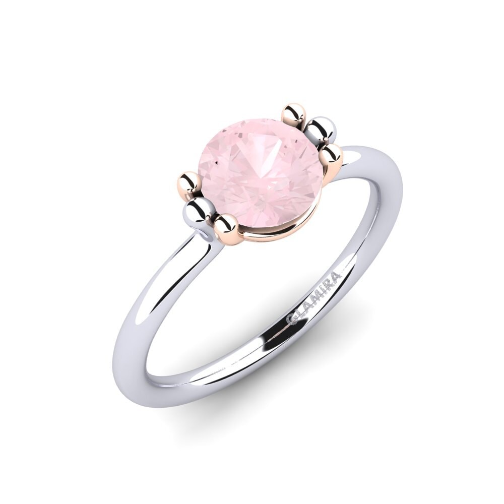 14ct White & Rose Gold Rose Quartz Engagement Ring Dorotea 1.0 crt