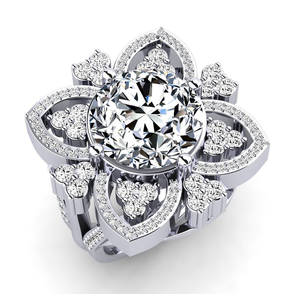 Bague En Argent 925 Massif Avec Zircon Blanc - Taille 52 - Occasion (état à Vérifier)
