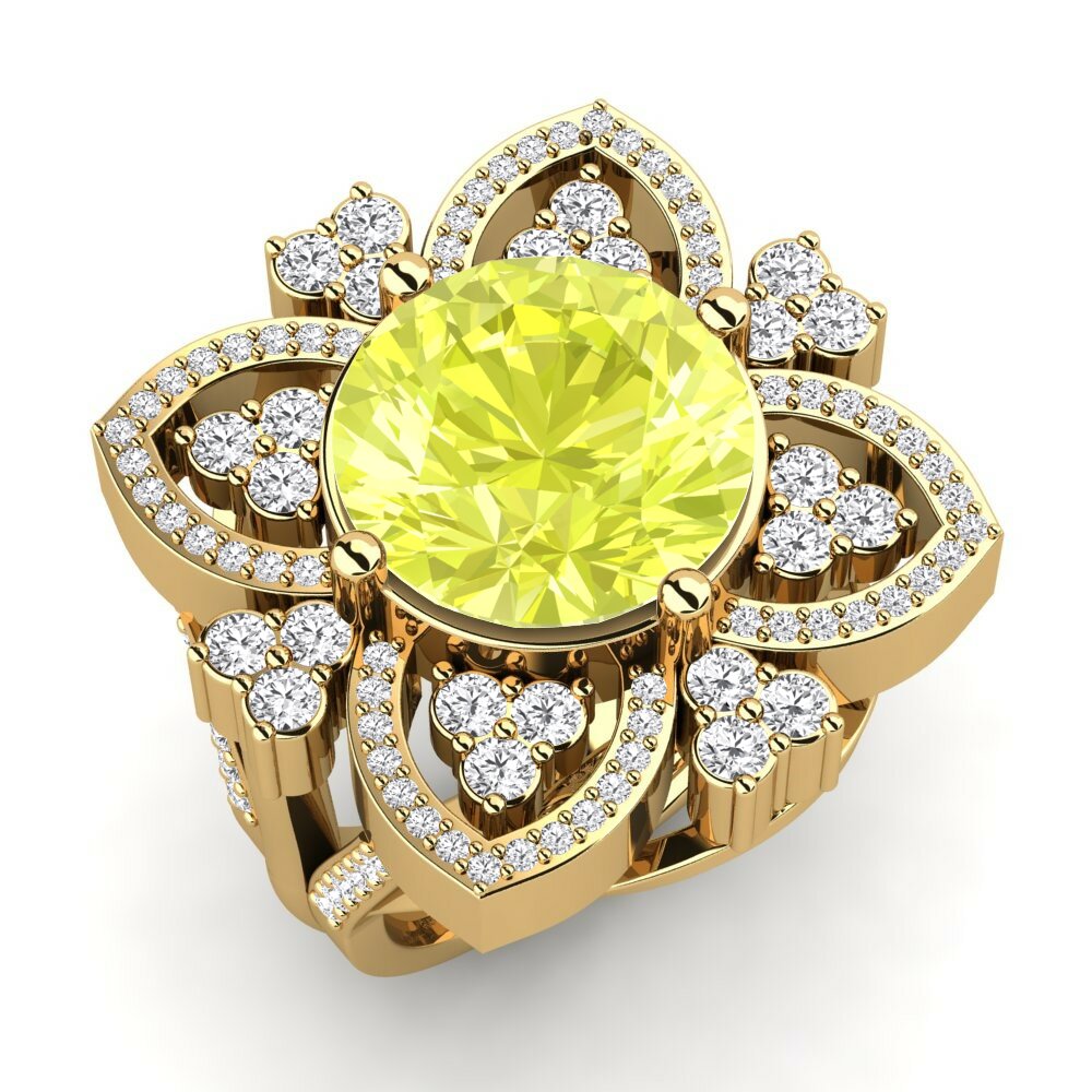 Or Jaune 14k Quartz Citron Bague Dottie