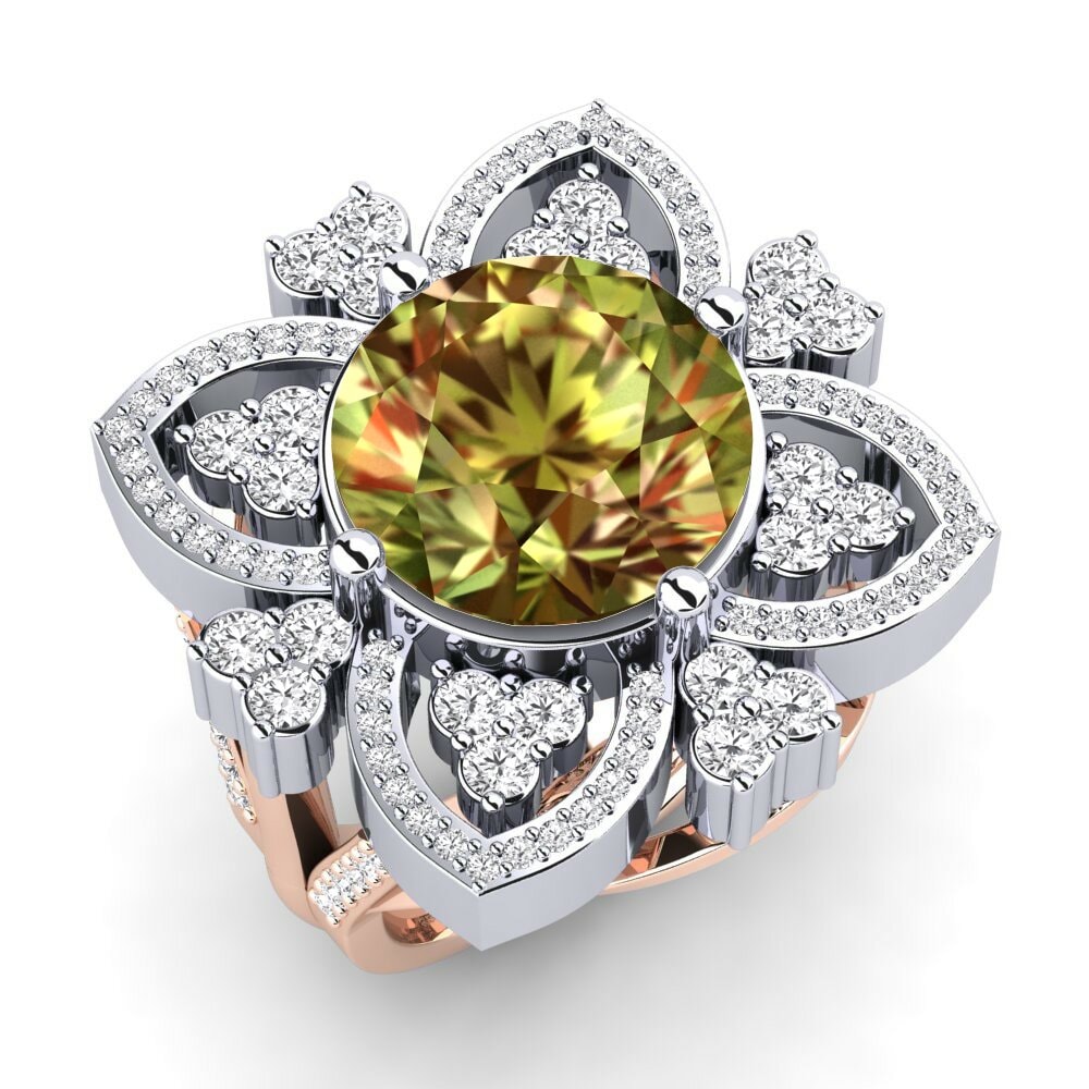 Or Rose& Blanc 14k Pierre de Sultan Bague Dottie