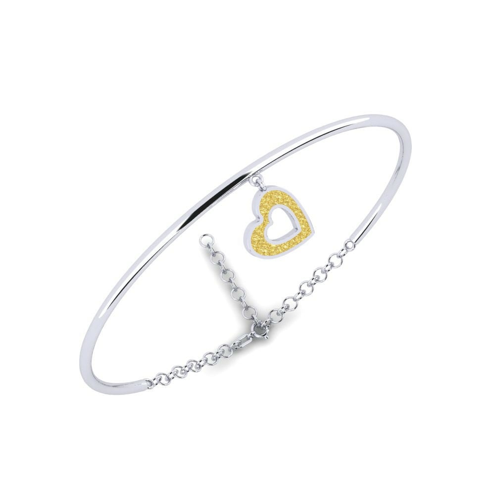 Pulsera Dovera Mother 14k Oro Blanco Corazón