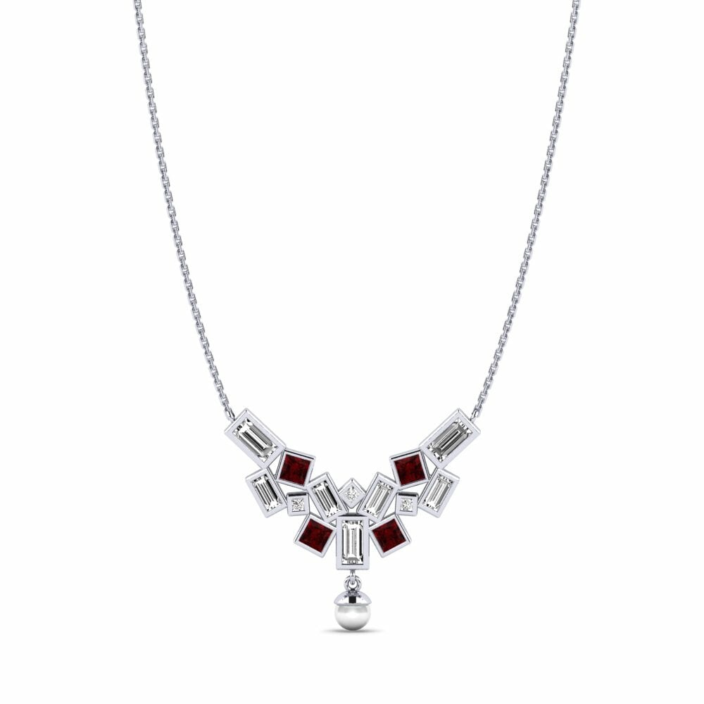 950 Platinum Garnet Women's Necklace Dowa