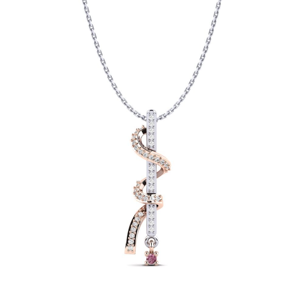 14k Oro Blanco & Rosa Granate Rhodolite Colgante de Mujer Afrodite
