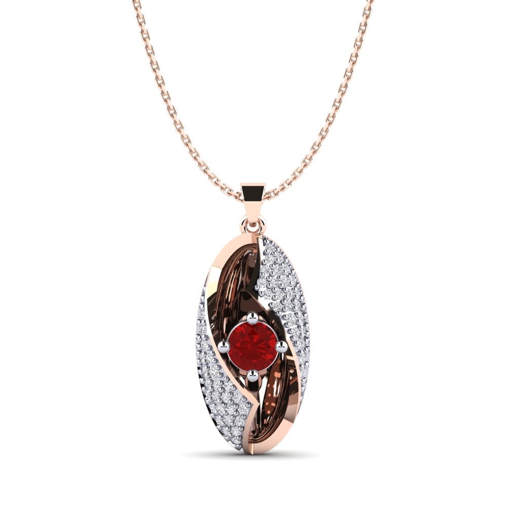 14k Oro Rosa & Blanco Rubí (Creado en laboratorio) Colgante de Mujer Halmahera