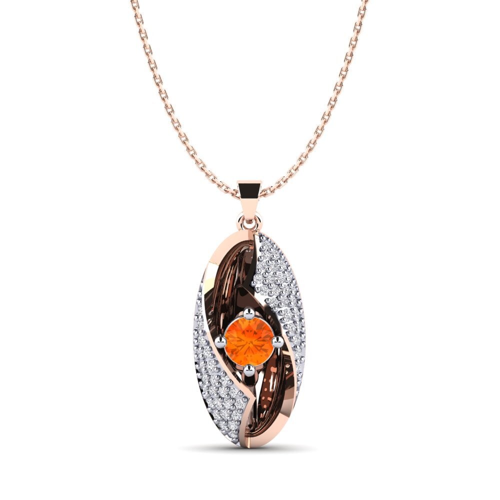 18k Oro Rosa & Blanco Zafiro Naranja Colgante de Mujer Halmahera