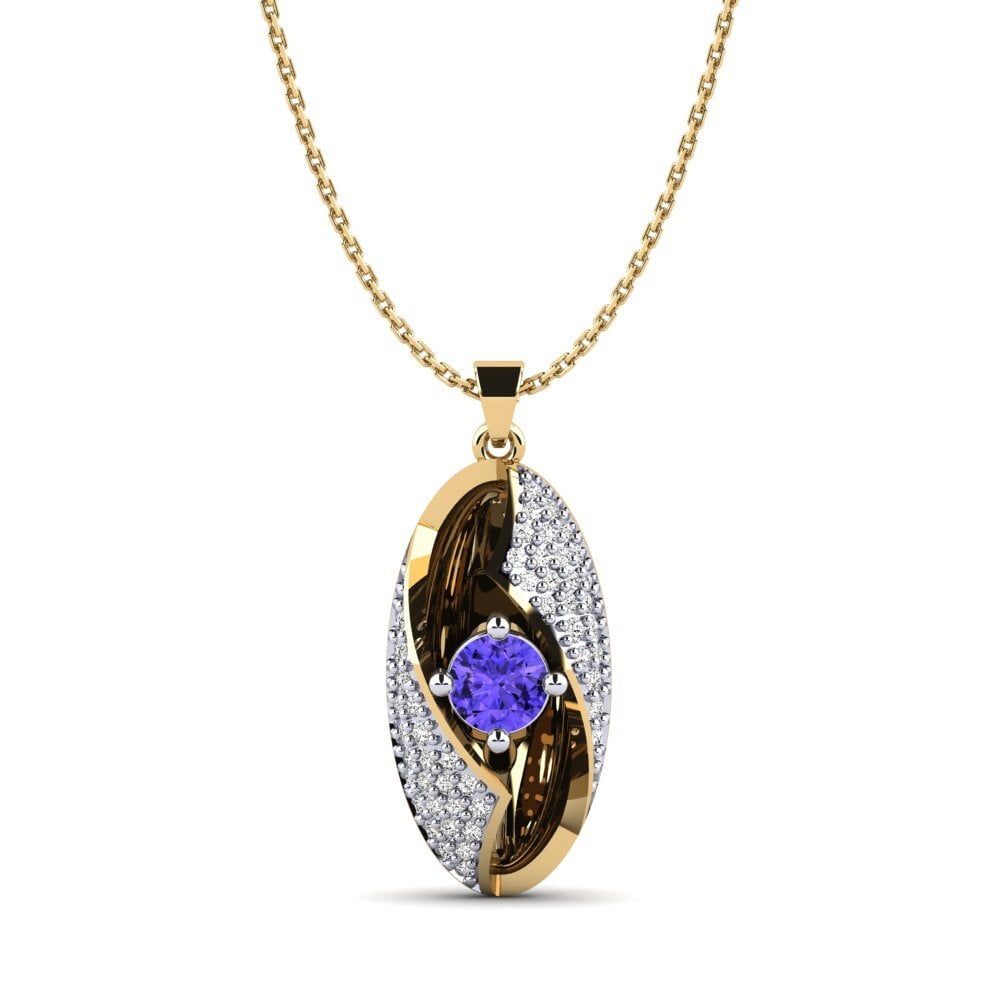 14K Yellow & White Gold Tanzanite Pendant Halmahera