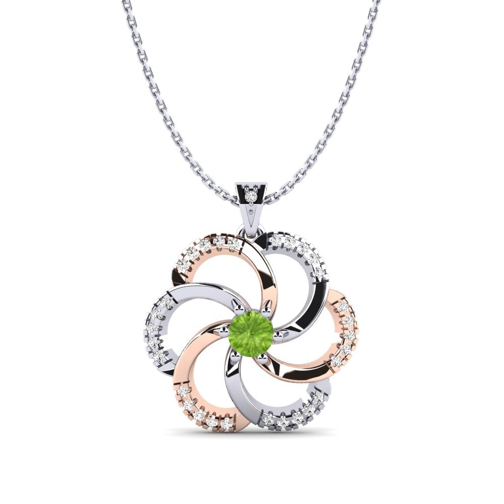 14k White & Rose Gold Peridot Women's Pendant Madura
