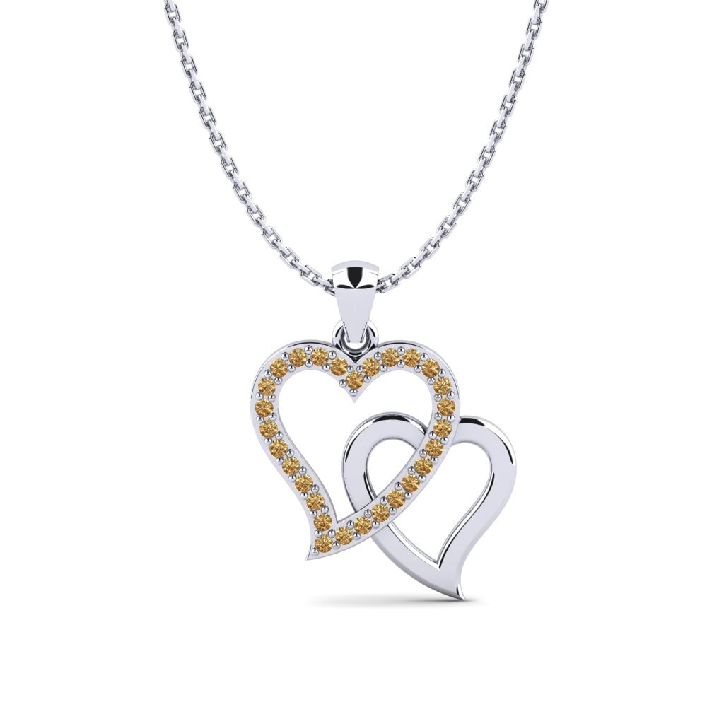 COLGANTES 14k Oro Blanco Diamante café Corazón