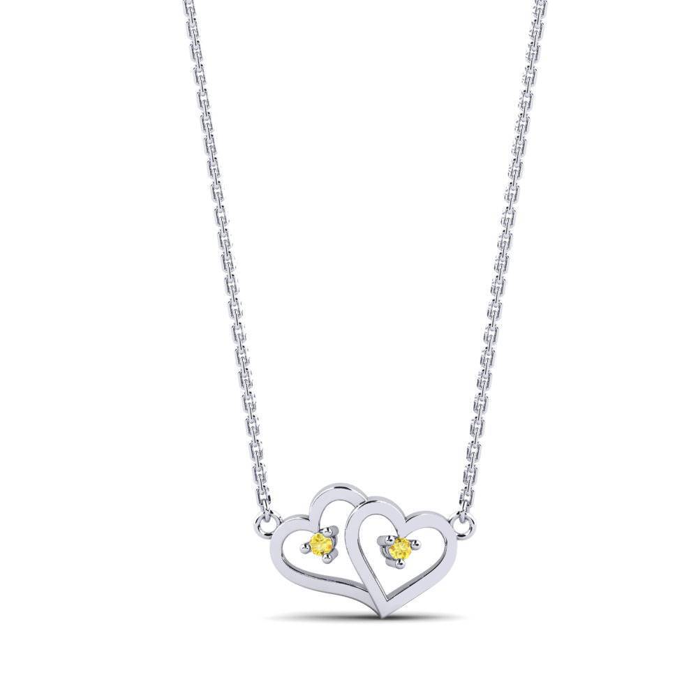 White Silver Yellow Sapphire Women's Necklace Lamyra