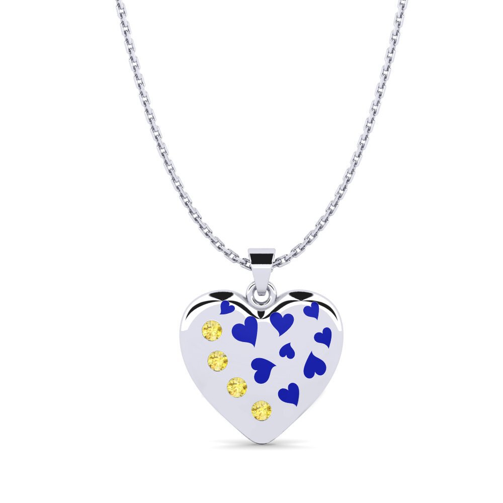 Heart Yellow Sapphire Necklaces