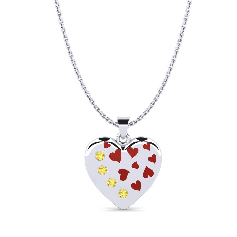Heart Yellow Sapphire Necklaces