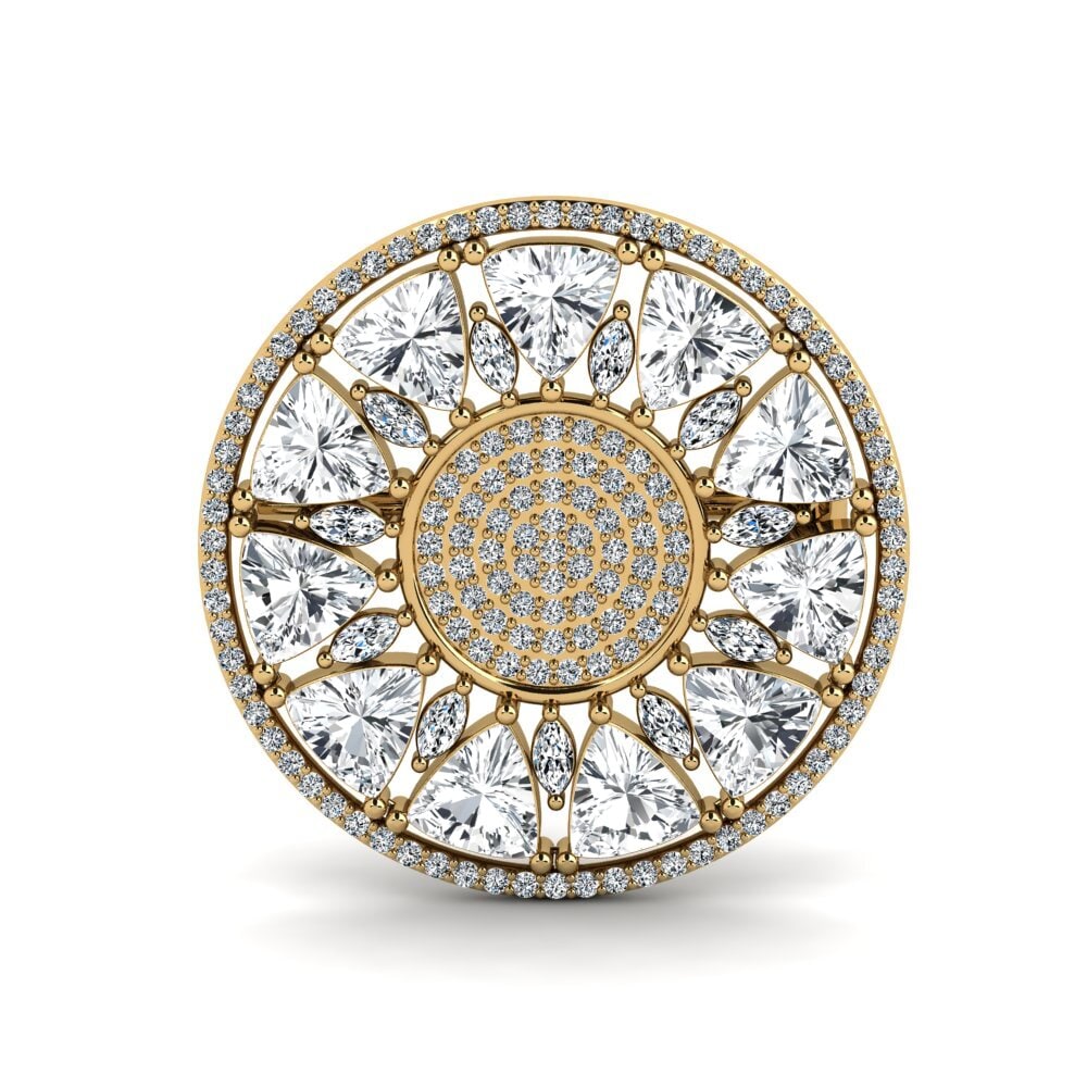 Vàng 14K Đá Zircon Trắng Trâm cài Dragia