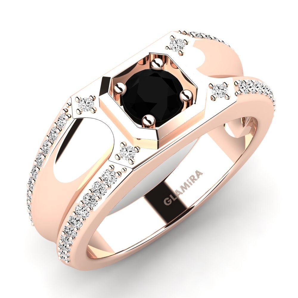 Oro Rosso 585 Onice Nero Anello da uomo Dragos