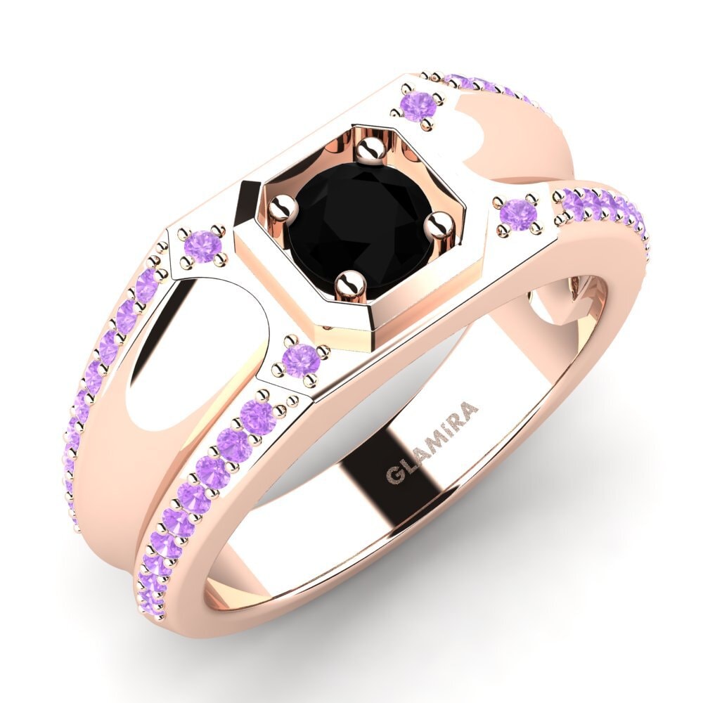 Oro Rosso 750 Zaffiro Nero Anello da uomo Dragos