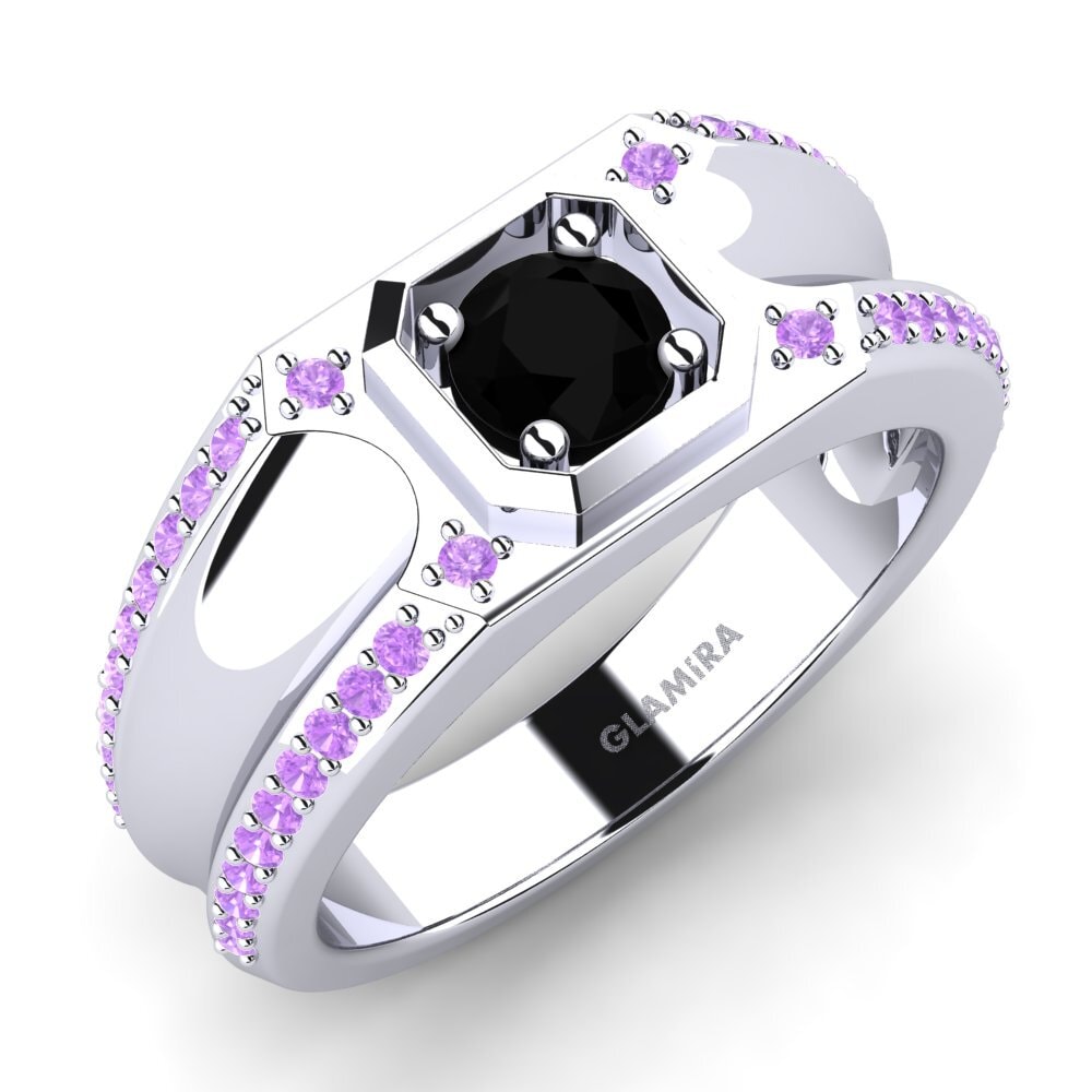 950 Platinum Black Sapphire Men's Ring Dragos