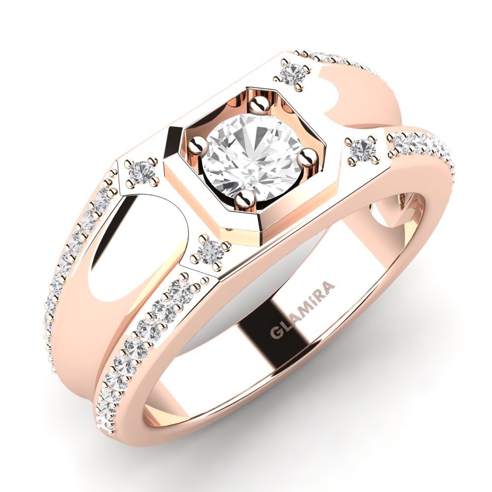 9ct Rose Gold White sapphire Men's Ring Dragos