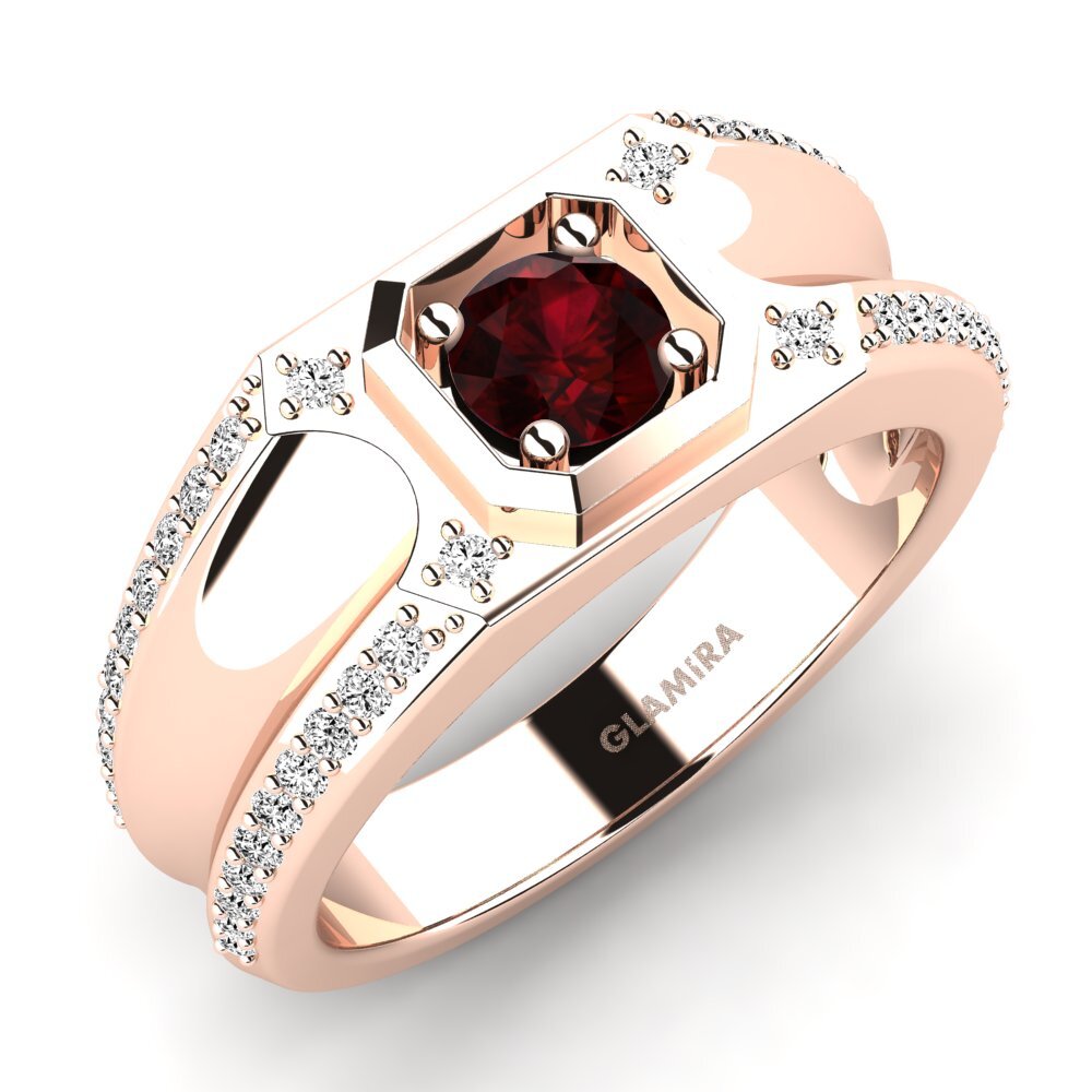 Oro Rosso 750 Granato Anello da uomo Dragos