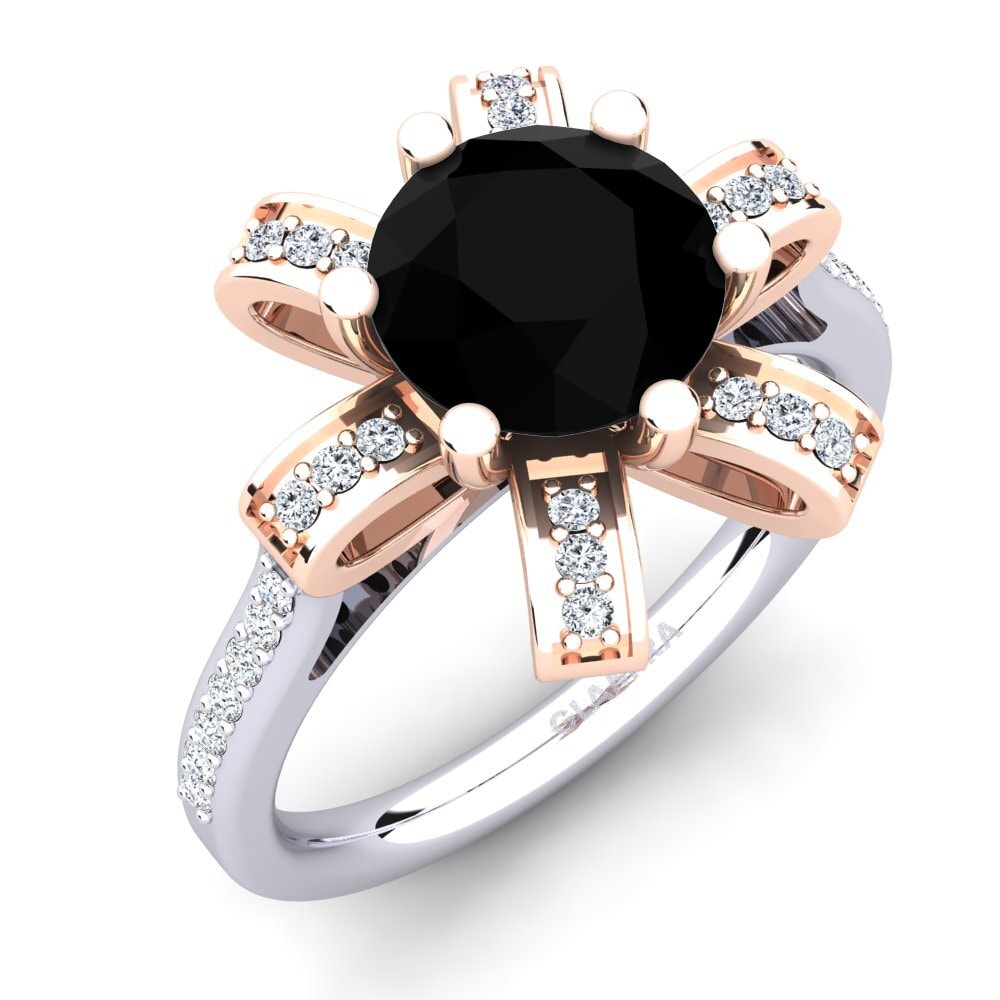 9ct White & Rose Gold Black Onyx Engagement Ring Drancy