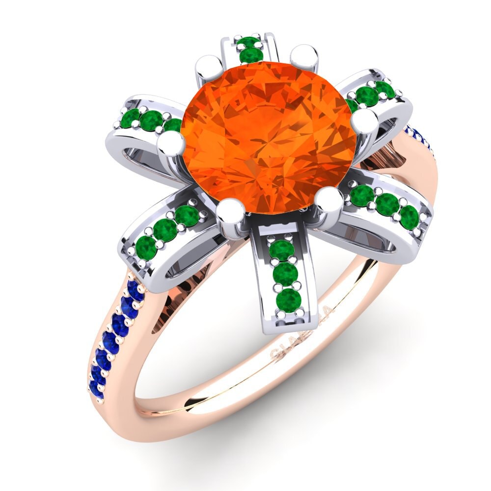 18K Rose & White Gold Fire-Opal Engagement Ring Drancy