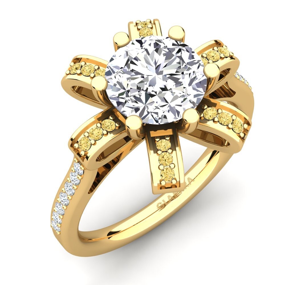 Bague De Fiançailles Fleur En Perle D'eau Douce Et Moissanite - Plaquée Or Jaune 14k, Taille Personnalisable | Bijou Handmade Ahansh_jewels