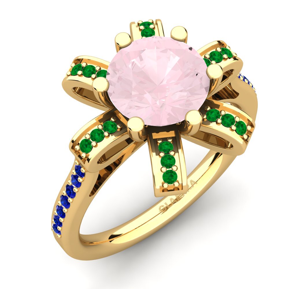 18K Yellow Gold Rose Quartz Engagement Ring Drancy
