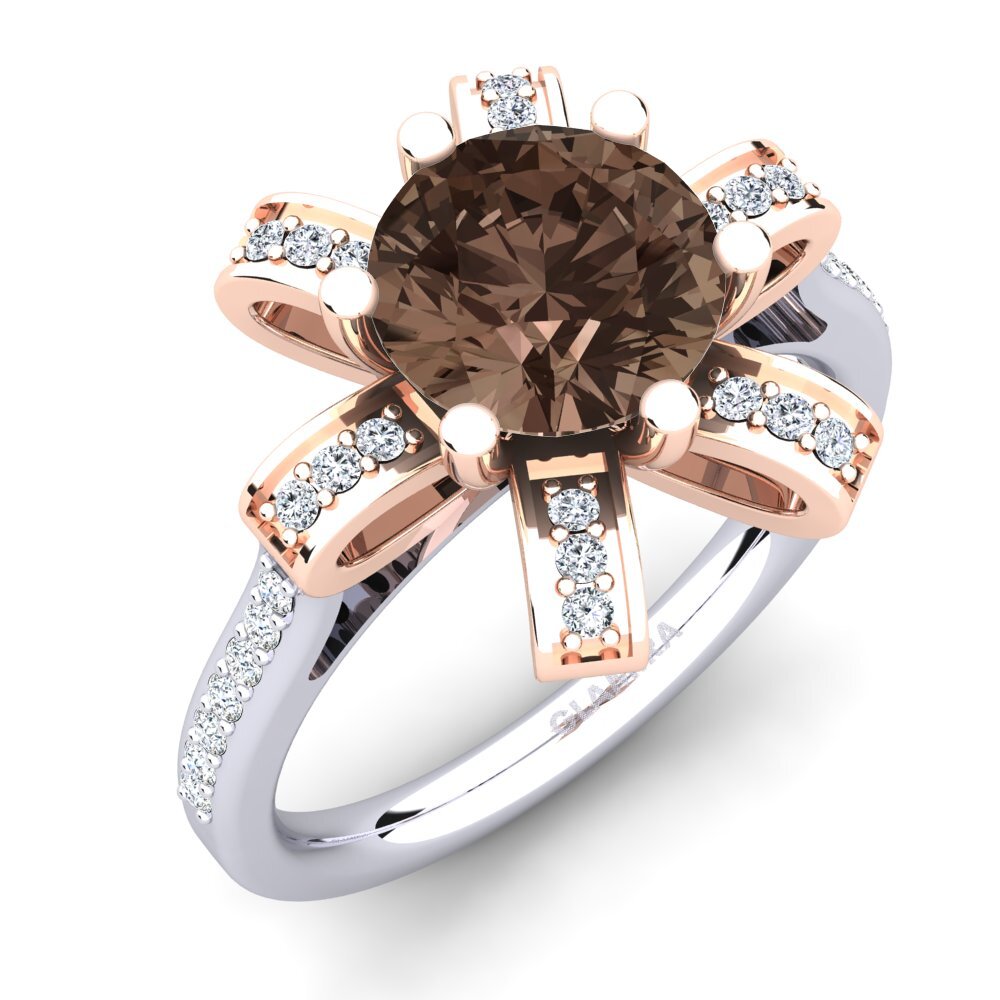 9ct White & Rose Gold Smoky Quartz Engagement Ring Drancy