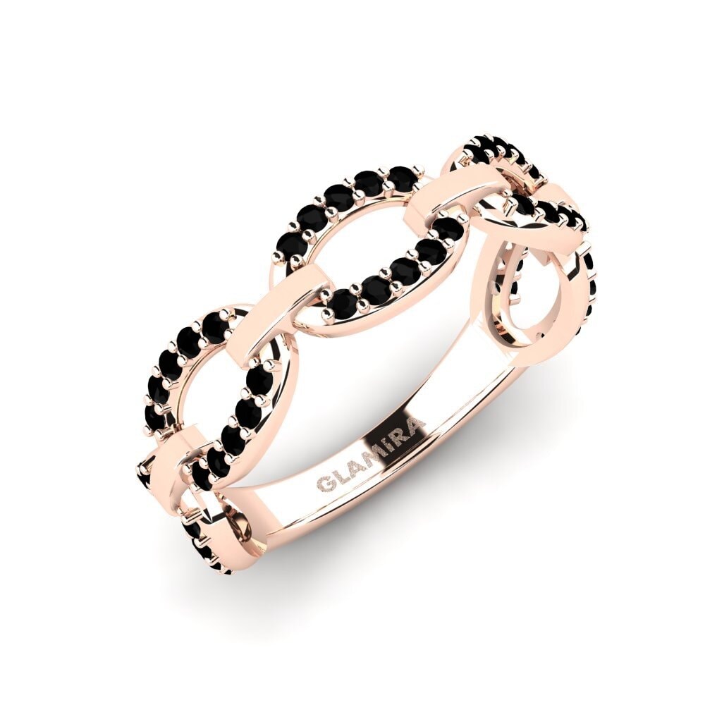 14k Oro Rosa Ónix Negro Anillo Draumur