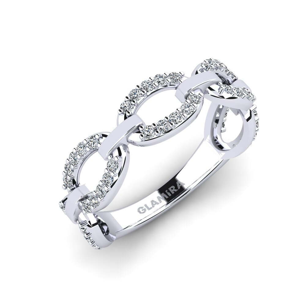 14k Oro Blanco Circonita Anillo Draumur