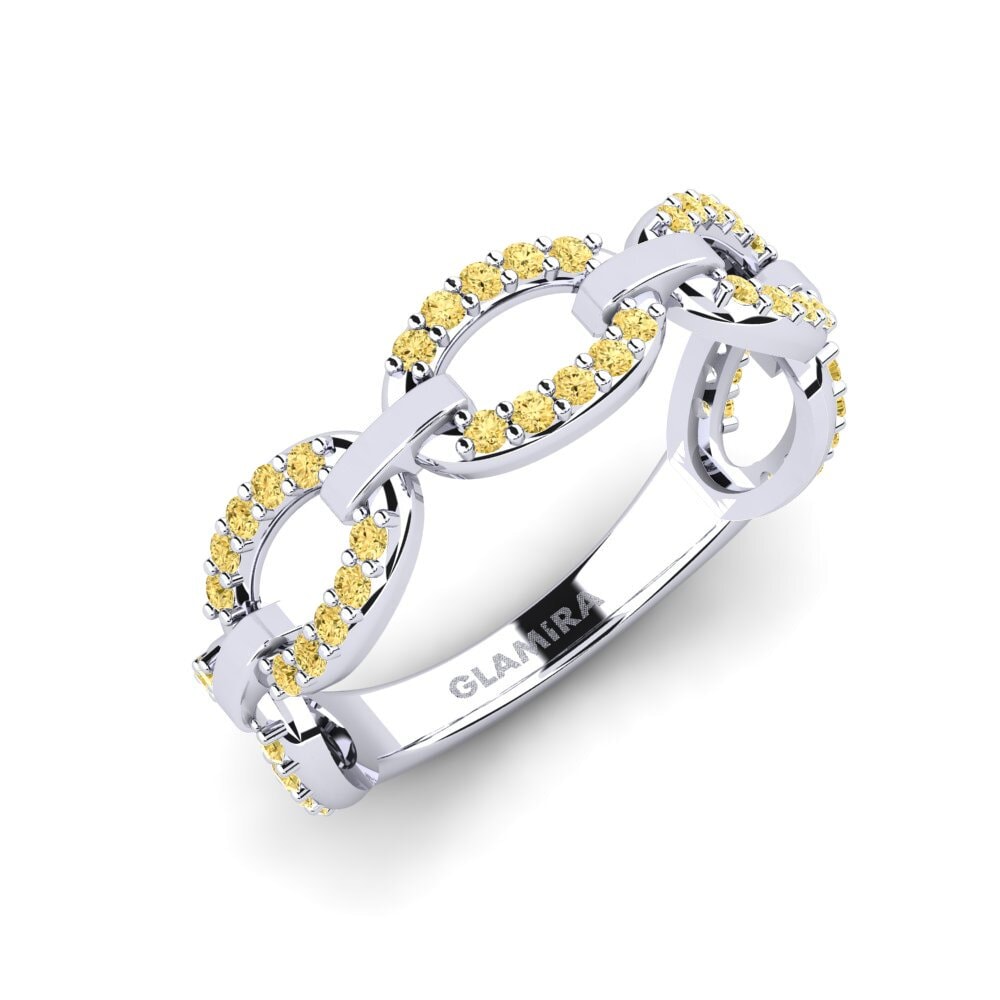 Plata 925 Diamante Amarillo Anillo Draumur