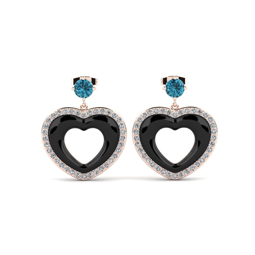 9ct Rose Gold Blue Zircon Women's Earring Dresel