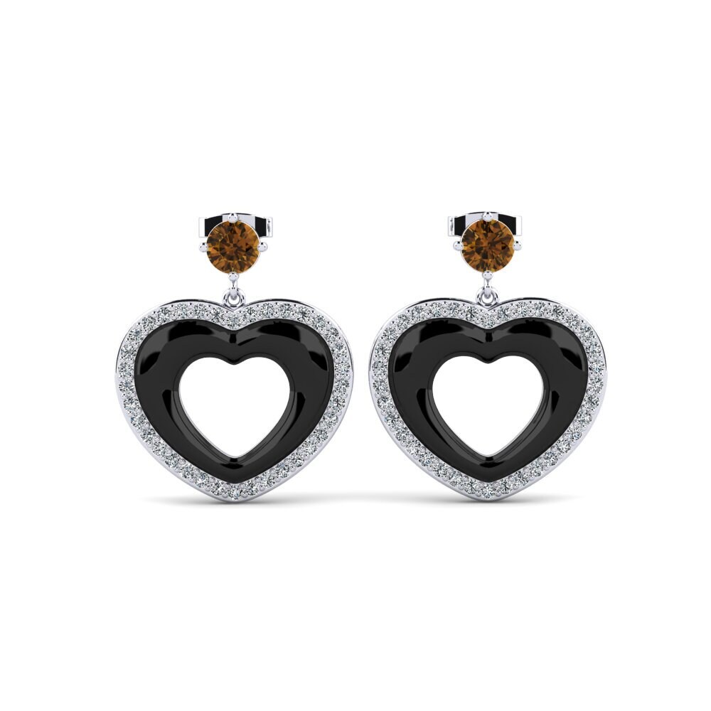 White Silver Brown Zircon Women's Earring Dresel