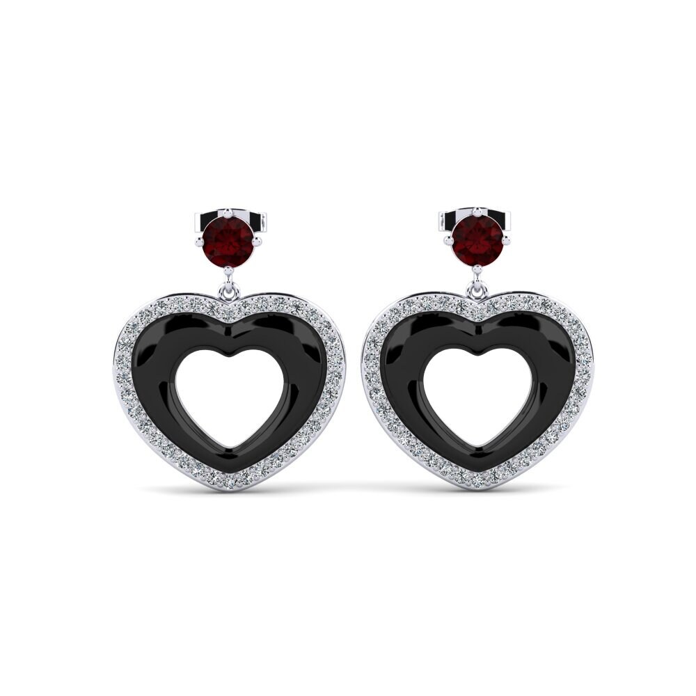 950 Platinum Garnet Women's Earring Dresel