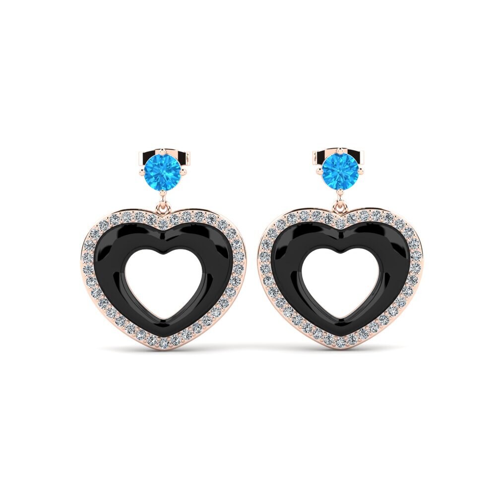 9ct Rose Gold Blue Topaz Women's Earring Dresel